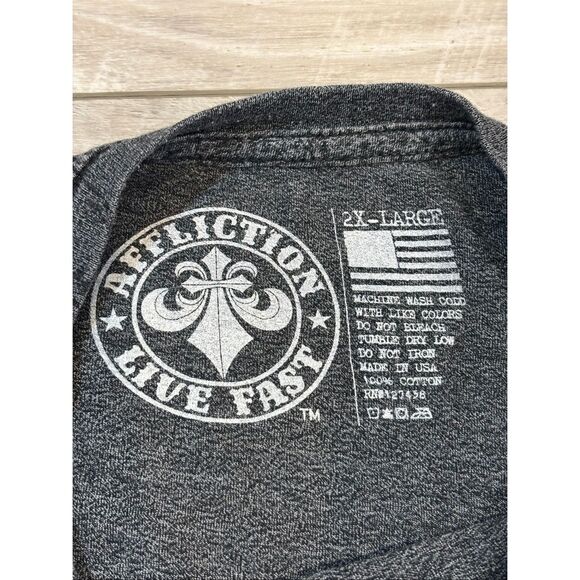 Affliction men’s grey/green t-shirt size 2X - Picture 11 of 12